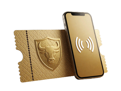 Goldener Voucher und Smartphone mit kontaktlosem Bezahlsymbol f&uuml;r Google Pay und Flexepin