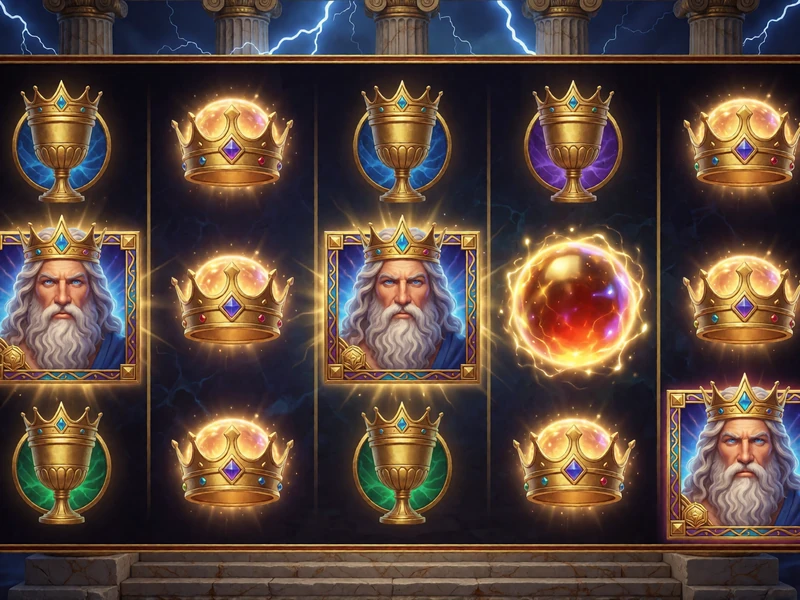Gates of Olympus Slot mit goldenen Zeus-Symbolen und Multiplikator-Kugeln bei Casina Casino